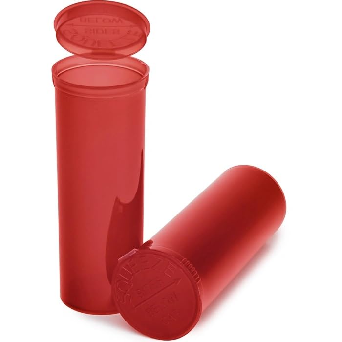 Child-Resistant 60 Dram 7.5 Oz Pop-Top Vial with Hinged Lid Airtight Plastic Empty Pill Bottles for Supplements, Vitamins, Herbs