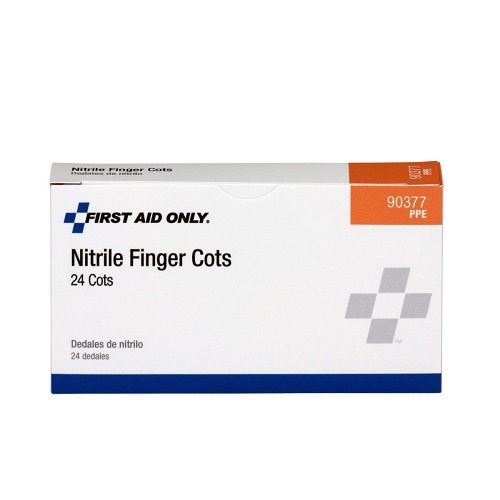 First Aid Only 90377 Nitrile Latex Free Finger Cots, First Aid Kit Refill Supplies for Business, Food Service, and Home, Large,