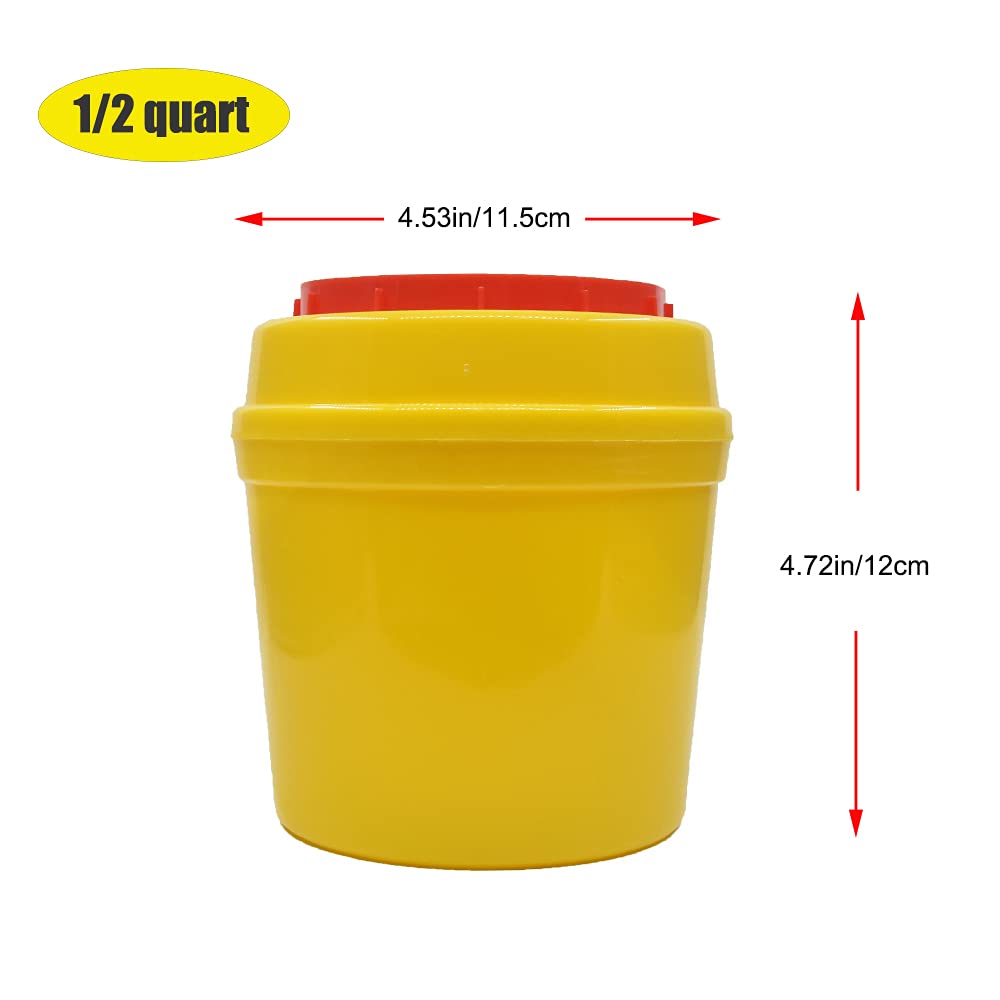 4-Pack Sharps Container(1/2 Quart),Small Sharp Needle Disposal Containers,Biohazard Medical Containers Sharps Box for Home and T