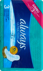 Always Ultra Thin Feminine Pads For Women, Size 3 Extra Long Super Absorbency, With Wings, Unscented, 38 Count