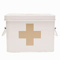Lassos Boutique Retro Enameled First Aid Box for Medicine Storage and Home Decor with Lid and Removable Tray