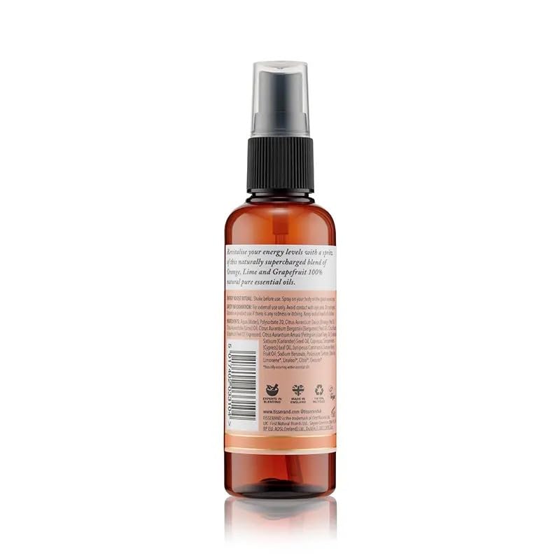 Tisserand Aromatherapy ,Energy Boost Moodfix Mist,Essential Oil Spray with Orange Lime and Grapefruit,100% Natural Pure Essentia