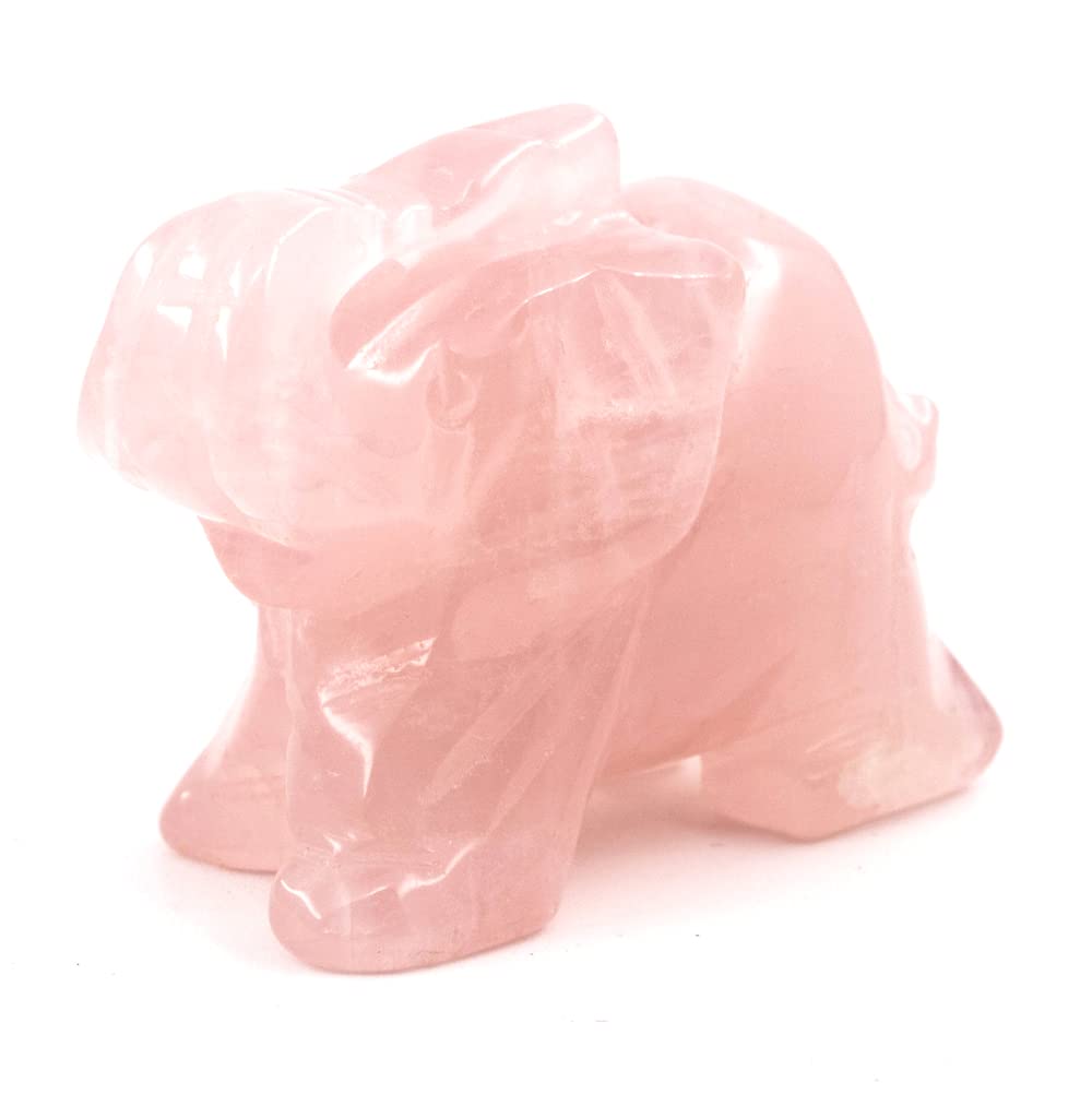 Ouubuuy Rose Quartz Crystal Elephant Pocket Guardian Figurine Elephant Statue 1.5 inch for Healing Reiki Spiritual Gift Cute Med