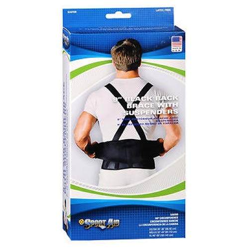 Sportaid Back Belt with Suspenders, Black X-Large 1 Each by Scott Specialties (Pack of 2)