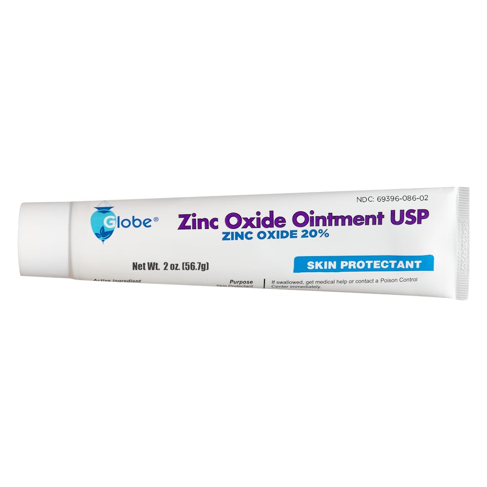 GLOBE Zinc Oxide Ointment 20%, 2 Ounce Tube, Advanced Skin Protection, for Diaper Rash, Relief from Poison Ivy, Sumac & Oak, Pro