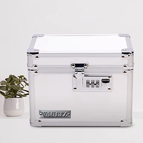 Medicine Lock Box w/Combination Lock - 5 x 7 x 5 Cabinet Safe, White