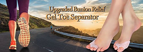 Bunion Relief Gel Toe Separators - Bunion Corrector and Hammer Toe Bunion Splint with Forefoot Cushion Pad - Toe Spacers and Toe