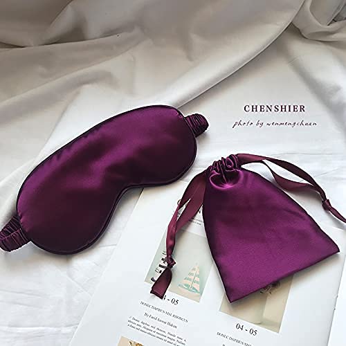 LCBD Silk Satin Sleeping Eye Mask, Dark Purple Sleep Eye Mask Night Blindfold for Women and Men, Soft Breathable Blackout Eyesha