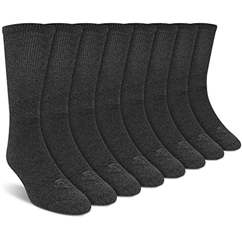Doctor's Choice Diabetic Socks for Men, Seamless Crew Socks with Non-Binding Top, Provides Extra Comfort for Gout, 4-Pairs, Char