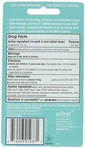 Mylanta Gas Mini Chewable Tablets, Arctic Mint 50 Count (2 Pack)
