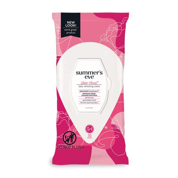 Summer's Eve Feminine Cleansing Cloths, Sensitive Skin, Sheer Floral 32 ea (Pack of 10)