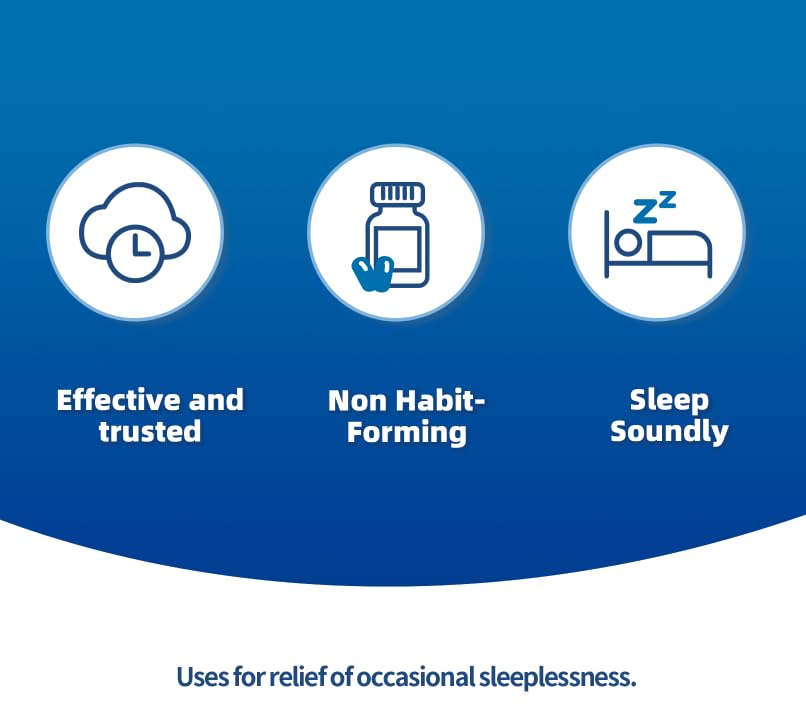 RXZELL Sleep Aid, Diphenhydramine 50mg, Easy-to-Swallow Softgels, Supports Deeper Restful Sleeping, Non Habit-Forming (220 Count