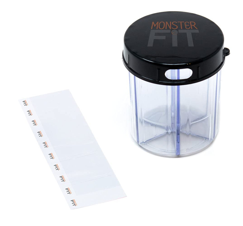 Monster Jr Supplement Pill Dispenser - Holds Small Medium Medication Vitamins and Easily Dispense from One Container Includes Co