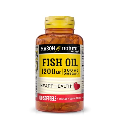 MASON NATURAL Fish Oil 1,200 mg Omega-3 360 mg - Healthy Heart, Supports Circulatory Function, Improved Cardiovascular Health, 1