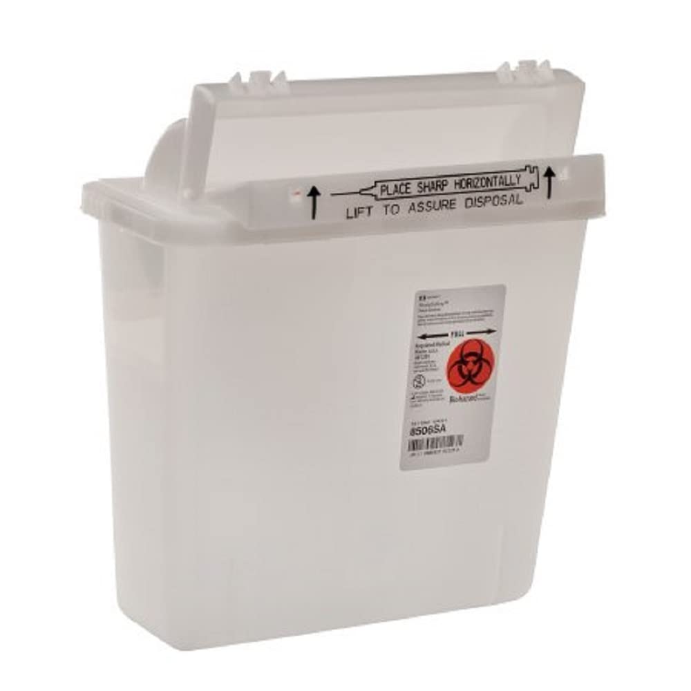 Covidien 8506SA SharpSafety Safety in Room Sharps Container Counterbalance Lid, 5 Quart Capacity, Clear (Pack of 20)