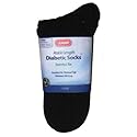 Leader Diabetic Sock Crew Black Medium - 1 Pair