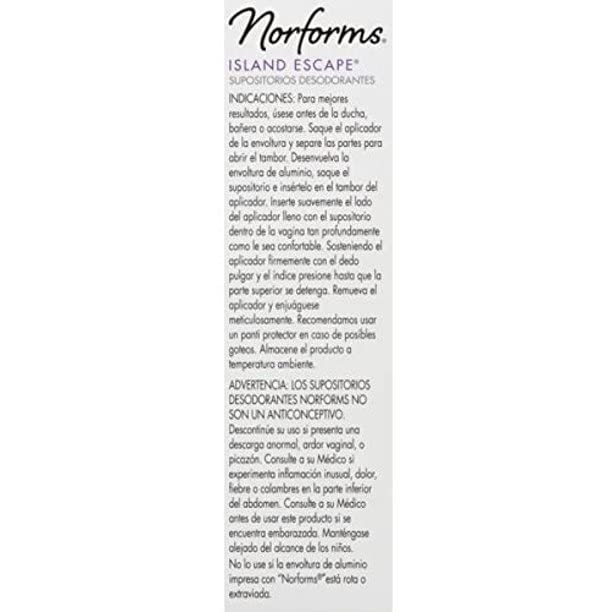 NORFORMS Feminine Deodorant Suppositories-Island Escape-12 ct, 2 pk