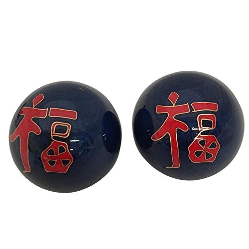 THY ARTS Baoding Balls Chinese Health Massage Exercise Stress Balls - Blue Fortune Symbol #3