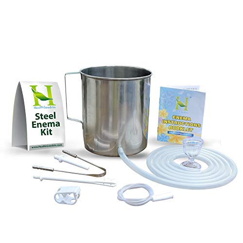 Stainless Steel Enema Bucket 2 Quart, Ideal for Home Coffee or Water Colon Cleansing Detox Enemas