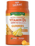 Natures Truth Vitamin D3 Gummies | 2000 IU | 70 Count | Vegetarian, Non-GMO and Gluten Free Supplement | Pineapple Flavor