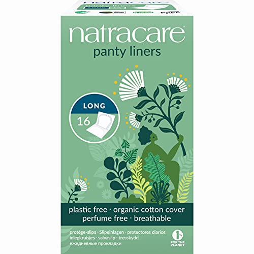 Natracare Natural Organic Panty Liners, Long, Made with Certified Organic Cotton, Ecologically Certified Cellulose Pulp and Plan