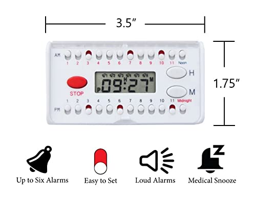 e-Pill 4 Times a Day x 7 Day Weekly Pill Organizer, Vitamin and Medicine Pill Box Reminder - with Timer