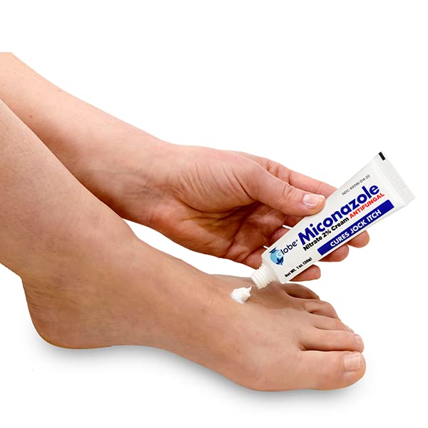 Globe (4 Pack) Miconazole Nitrate 2% Antifungal Cream, Cures Most Athletes Foot, Jock Itch, Ringworm and More. 1 OZ Tube