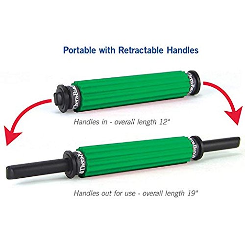 THERABAND Roller Massager +, Portable Muscle Rolling Stick with Retractable Handles for Self-Myofascial Release, Deep Tissue & T