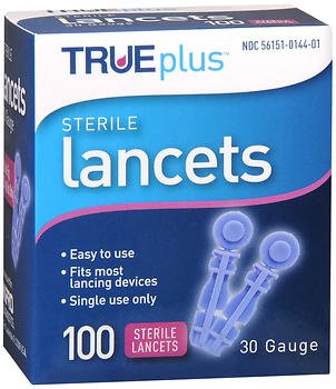 Trueplus Sterile Lancets, 30 Gauge - 100 ct, Pack of 2