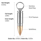 NHDT SW801 Keychain Pill Holder, Portable Brass and Titanium Waterproof Pill Box Container for Purse or Pocket or Necklace, Mini