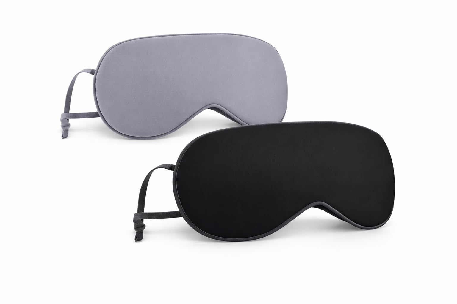 Sleep Mask For Sleeping 2 Pack Black Grey, Soft Silk Touch Eye Mask, Adjustable Comfortable Light Blocking Blindfold For Travel,