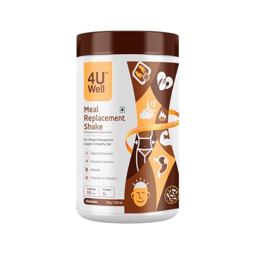 4Uwell Meal Replacement Shake For Weight Management & Control | Chocolate Flavour With 18 Essential Vitamins & Minerals | For Me