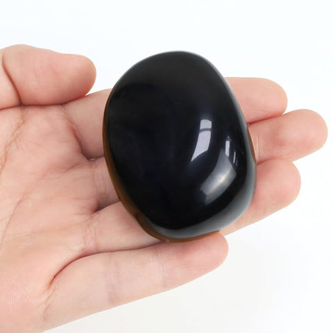 YATOJUZI 1.6''-2'' Black Obsidian Natural Crystals and Healing Stones Worry Stones Polished Rocks Pink Gemstones Palm Stone for 