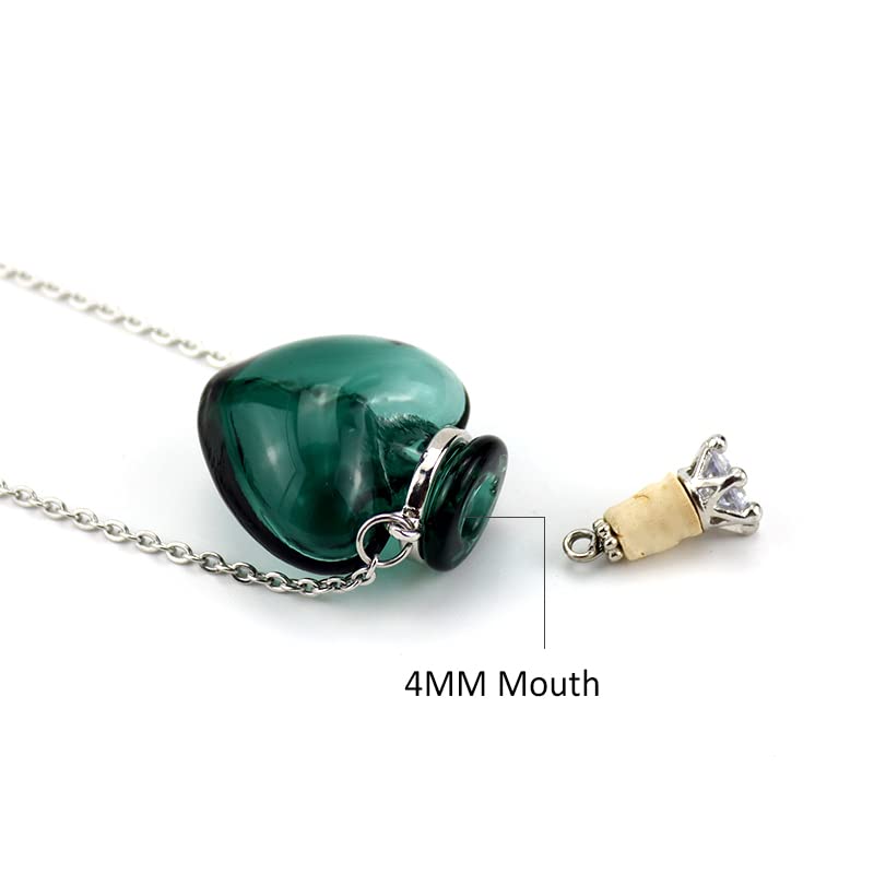 1PC 1PC Colorful Heart Vial Perfume Bottle Necklaces Stainless Steel Chain Make a Wish Aroma Essential Oil Diffuser Pendant neck