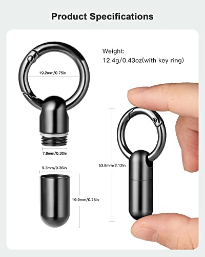 TISUR Keychain Pill Holder, Titanium Pill Case Small Pill Organizer Waterproof Pill Box, EDC Portable Pill Container Metal Tube
