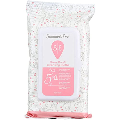 Summers Eve Cleansing Cloths 32 Count Sheer Floral