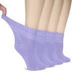 Hugh Ugoli Women Diabetic Ankle Socks, Super Soft & Thin Bamboo Socks, Wide & Loose, Non-Binding Top & Seamless Toe, 4 Pairs, As