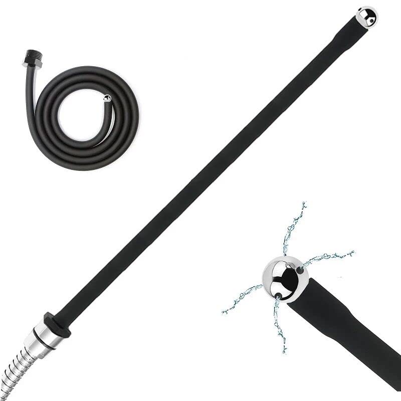 Silicone Nozzle Enema ASilicone Nozzle Enema Attachment Reusable Douche Black Hose Nozzle (39.37 in)