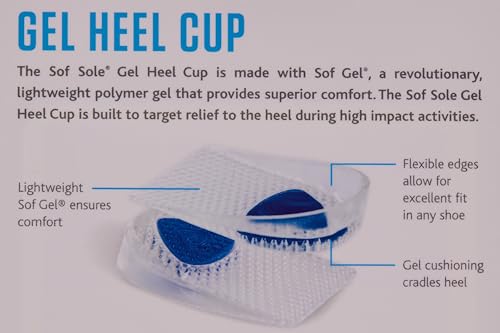 Sof Sole Mens Gel Heel Cup Shoe Insoles, Mens Size 7-12