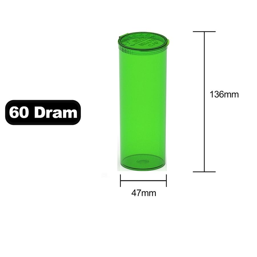 Sandhill Tools Child-Resistant 60 Dram 7.5 Oz Pop-Top Vial with Hinged Lid Airtight Plastic Empty Pill Bottles for Supplements,