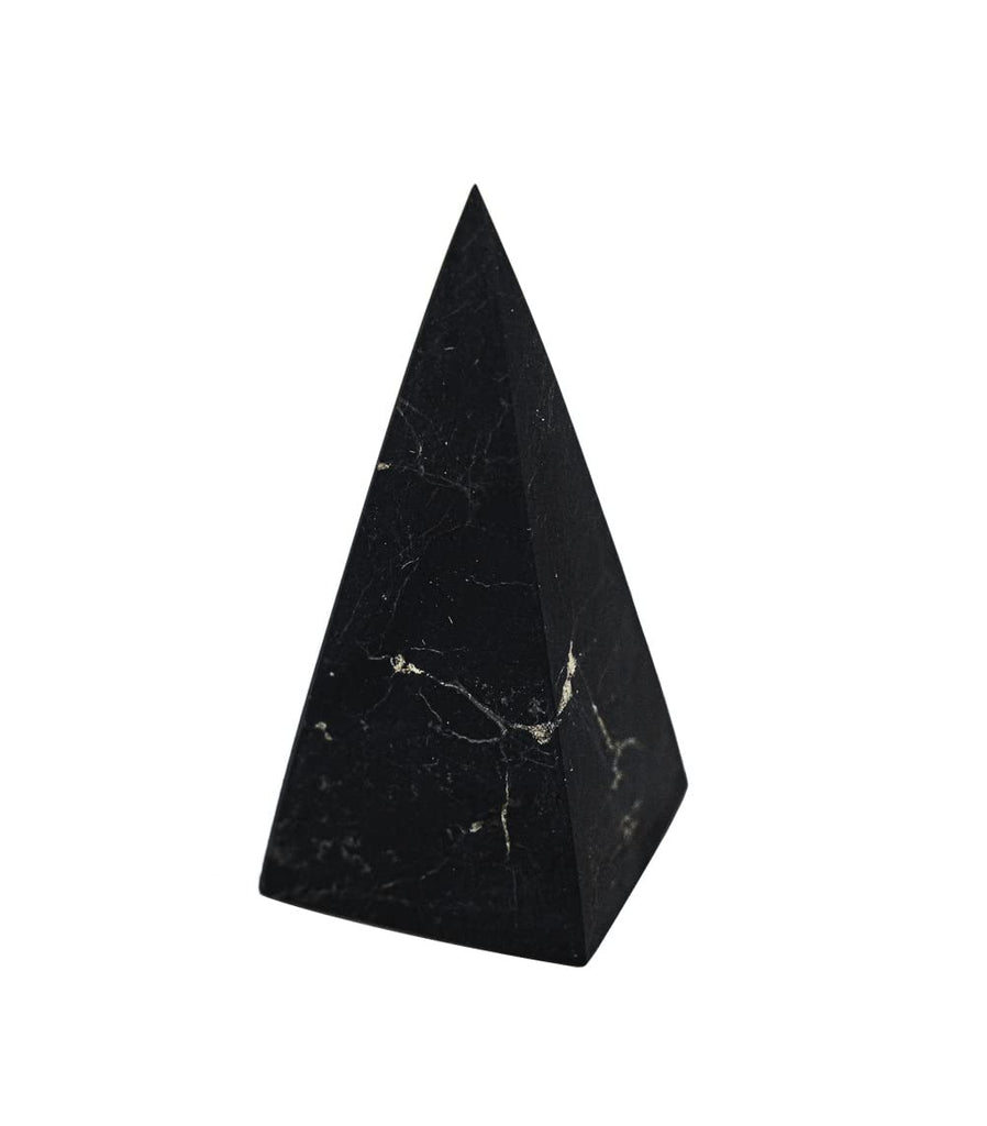 Shungite Club Shungite Stone High Pyramid Unpolished, Healing Crystal, Gemstone for Meditation, Pyramid Goloda Decor (40 mm)