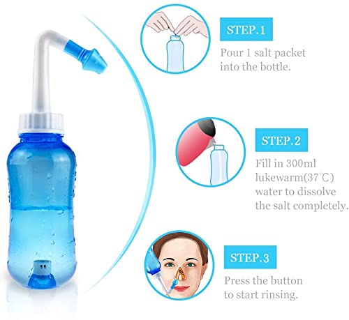 Waterpulse Neti Pot Sinus Rinsing,Nasal Wash Bottle Sinus Rinsing Bottle Cleaner Pressure Irrigation Neti-Pot with Sticker Therm