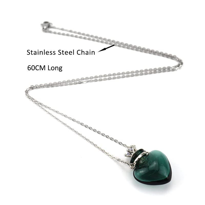 1PC 1PC Colorful Heart Vial Perfume Bottle Necklaces Stainless Steel Chain Make a Wish Aroma Essential Oil Diffuser Pendant neck