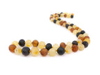 Baltic Amber Necklace for Adult - Natural Amber from Baltic Region, Genuine Amber (17.7 inch, RAW Multi)