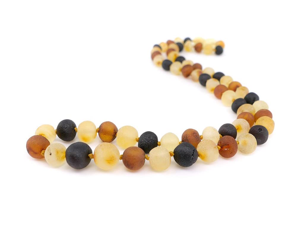 Baltic Amber Necklace for Adult - Natural Amber from Baltic Region, Genuine Amber (17.7 inch, RAW Multi)