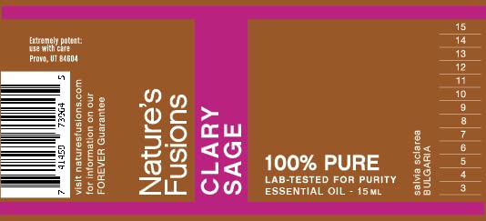 Natures Fusions Clary Sage, 100% Pure and Natural Essential Oils, Undiluted, Therapeutic Grade for Aromatherapy and Topical Use