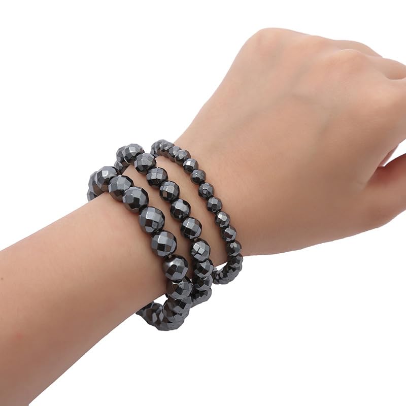 DivaGlamz Hematite Bracelet For Men, Reclaim Your Edge & Confidence Natural Hematite Stone Beaded Stretch Healing Bracelets Insp