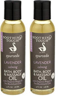 Soothing Touch Ayurveda Organic Bath, Body & Massage Oil, Calming Lavender, 4 Oz (Pack of 2)