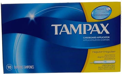 Tampax Regular Absorbency Unscented, Easy Carry Purse Size 10 Count Ea. - 12 Packs