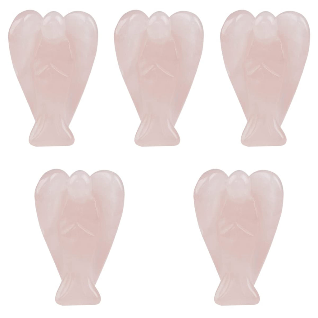 mookaitedecor Set of 5 Assorted Crystal Angel Figurines, 1.5 inch Mini Guardian Angel Statue Carving Pocket Stone Sculpture for